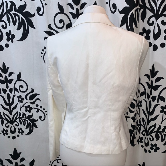 Ann Taylor LOFT Size 6 Ivory Linen L/S Sleeve 5 Button Blazer Jacket - Picture 4 of 10